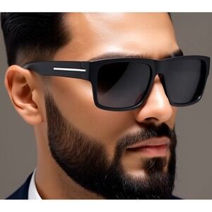 Sunglasses Men Polarized Black Lens Driving Retro Street Wear Outdoor Lentes New